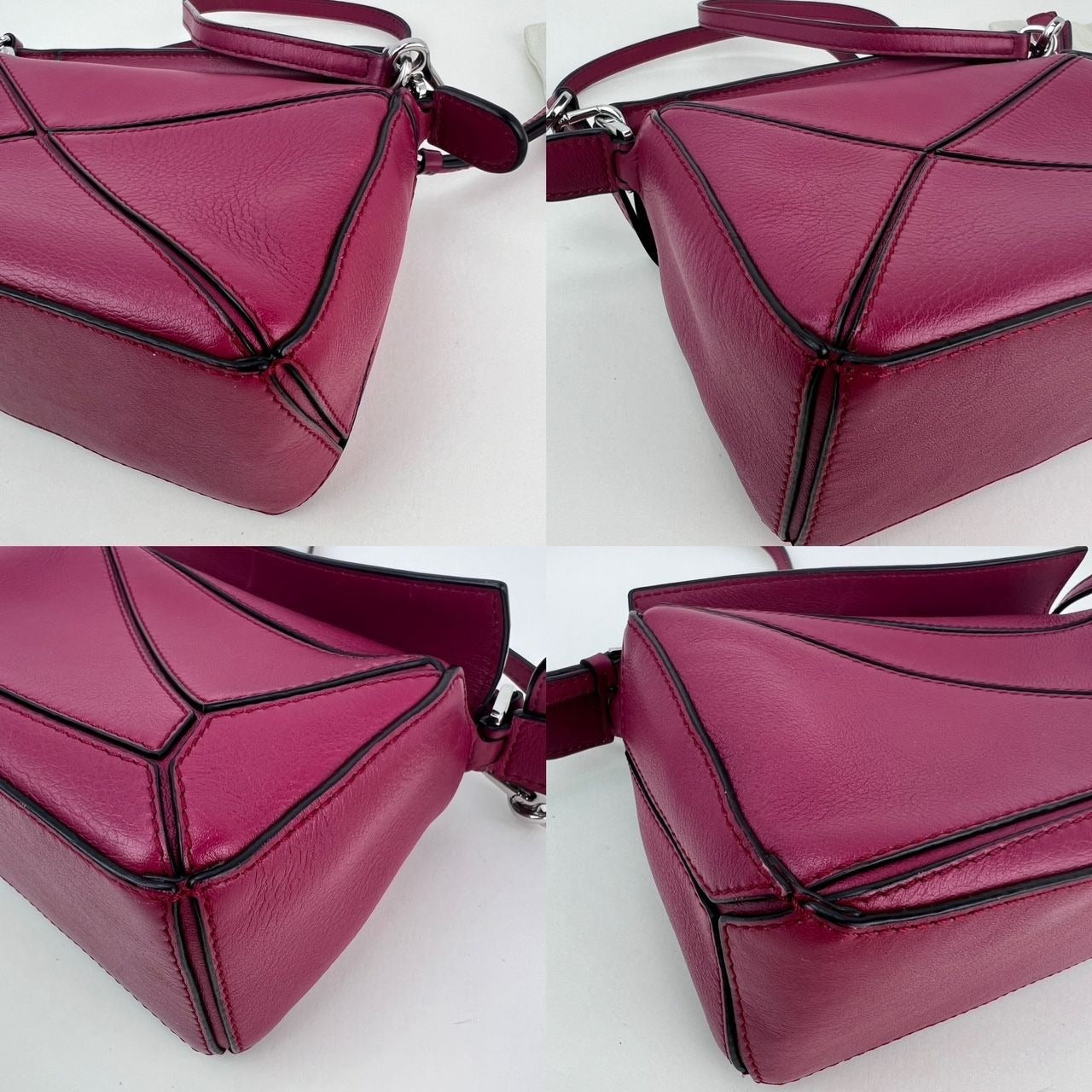 Sac à main à bandoulière Loewe Mini Puzzle en cuir de veau cramoisi