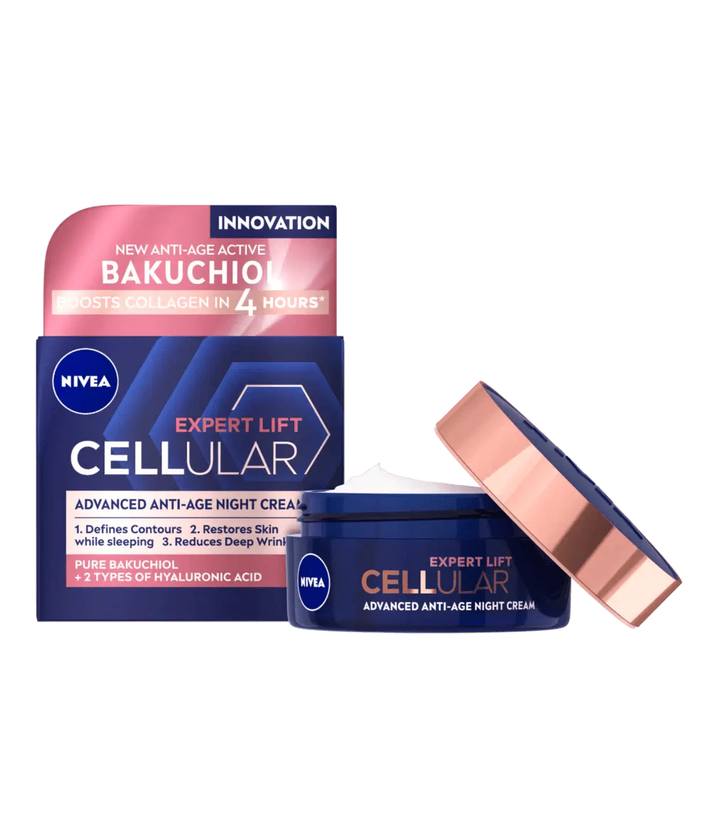 Nivea Cellular Expert Lift Pure Bakuchiol + HA Anti-Age Night Face Cream 50ml / 1.7 fl oz - 3 Pack