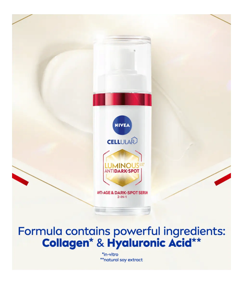 Nivea Luminous 630 Anti-Age & Dark Spot 2-in-1 Serum with Collagen Booster 30ml / 1 fl.oz - 2 Pack