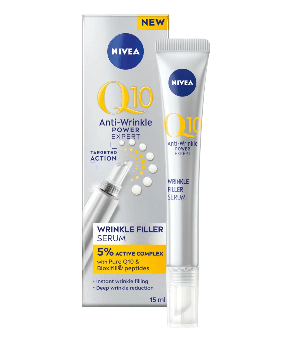 Sérum anti-rides Nivea Q10 Power, combleur de rides avec peptides Bioxifill, 15 ml