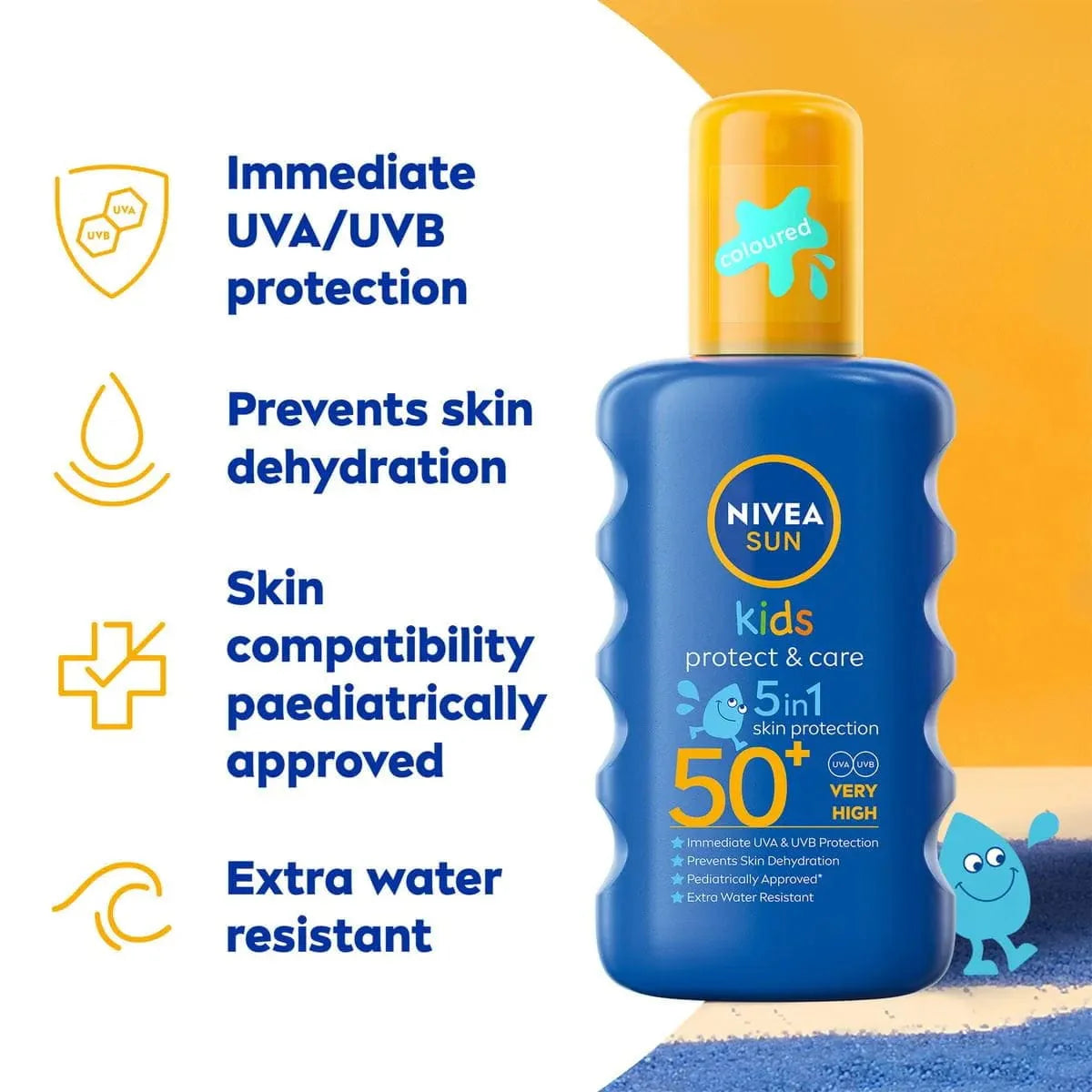 Nivea Sun Kids Protect & Care Coloured Sun Cream Spray SPF50+ 200ml / 6.8 fl.oz