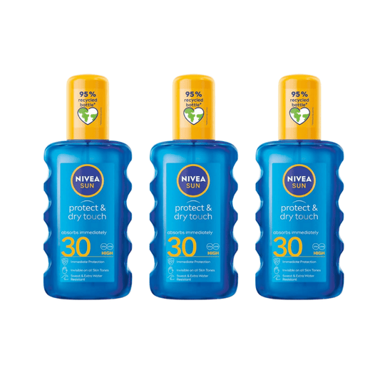 Nivea Sun Protect & Dry Touch Sun Cream Spray SPF30 200 ml / 6.8 fl.oz - 3 Pack