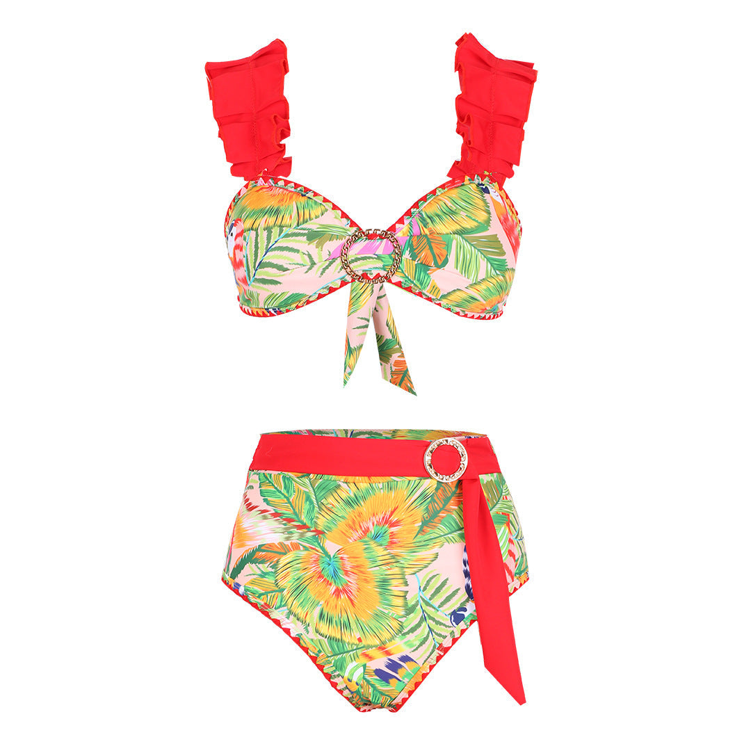 Printed High Waist Bikini Split Swimsuit Women Sexy Bikini