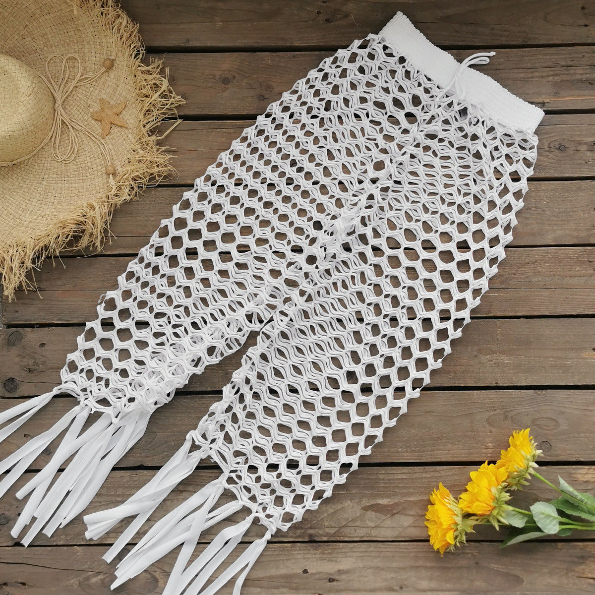 Tube Top High Waist with Straps Bikini Hollow Out Cutout Mesh Trousers Three Piece Set Sexy Split Swimsuit
