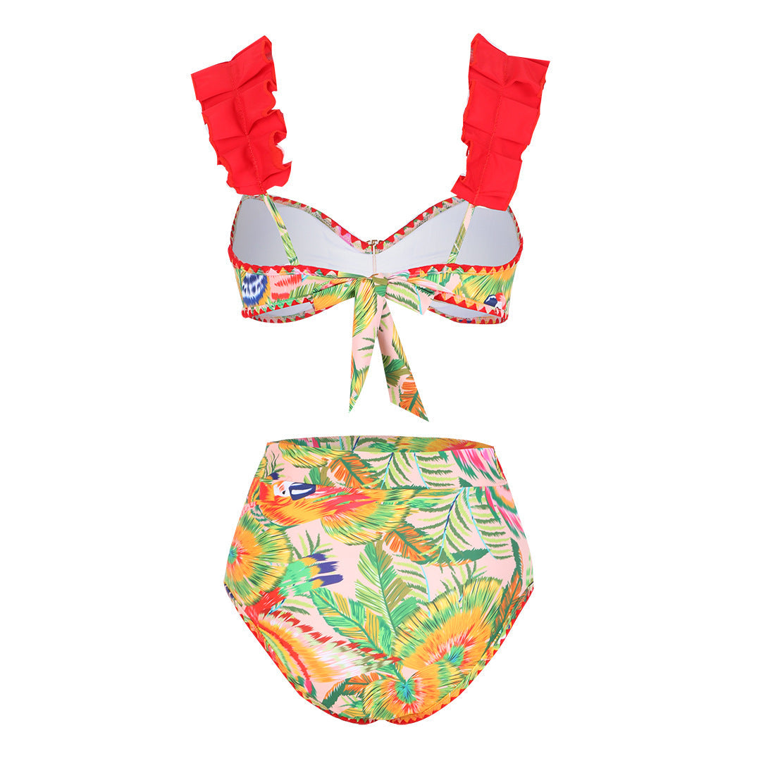 Printed High Waist Bikini Split Swimsuit Women Sexy Bikini
