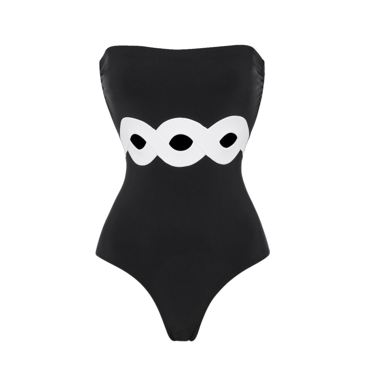 Black White Simple Hollow Out Cutout Out Swimsuit Women Skirt Set