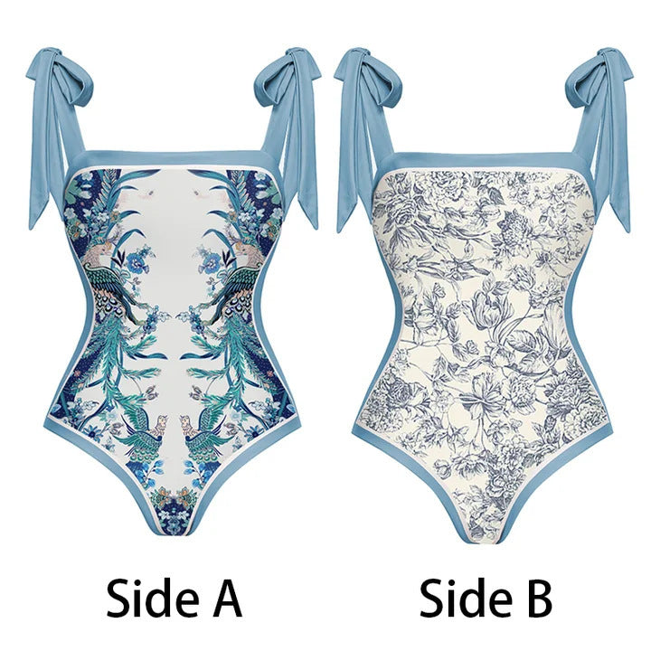 Double Sided Sexy Swimsuit Women Conservative Spring Vacation Swimsuit Wrap Skirt Set