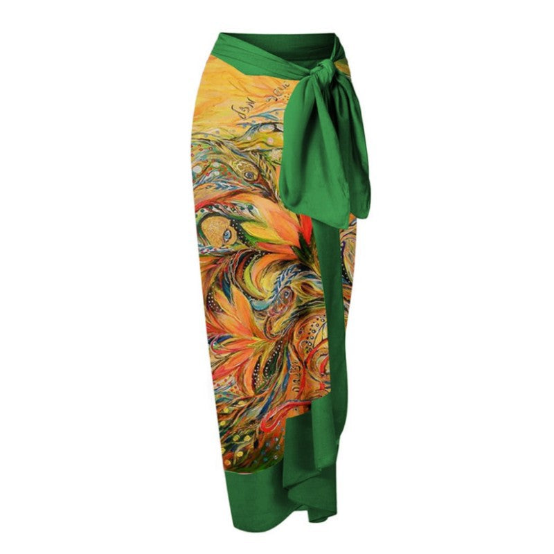 Women One Piece Swimming Sexy Print Two Piece Skirt Popular Swimsuit Bikini