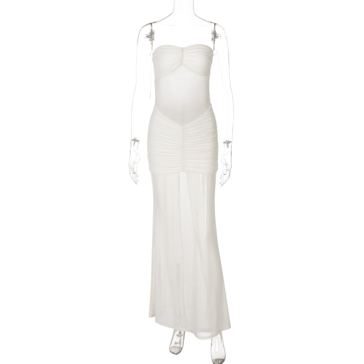 Mesh Stitching Dress Summer Women Sexy off Neck Tube Top Dress