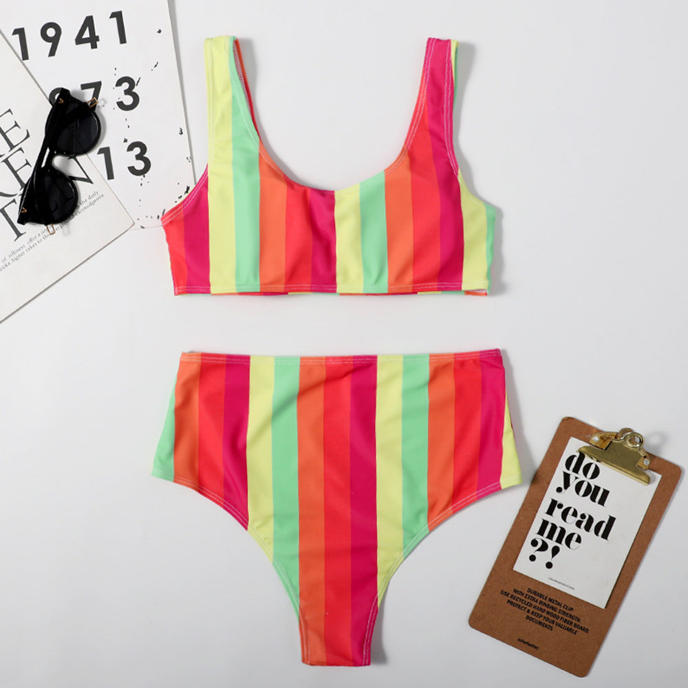 Slimming Sexy Seaside Beach Bikini Rainbow Swimsuit Women