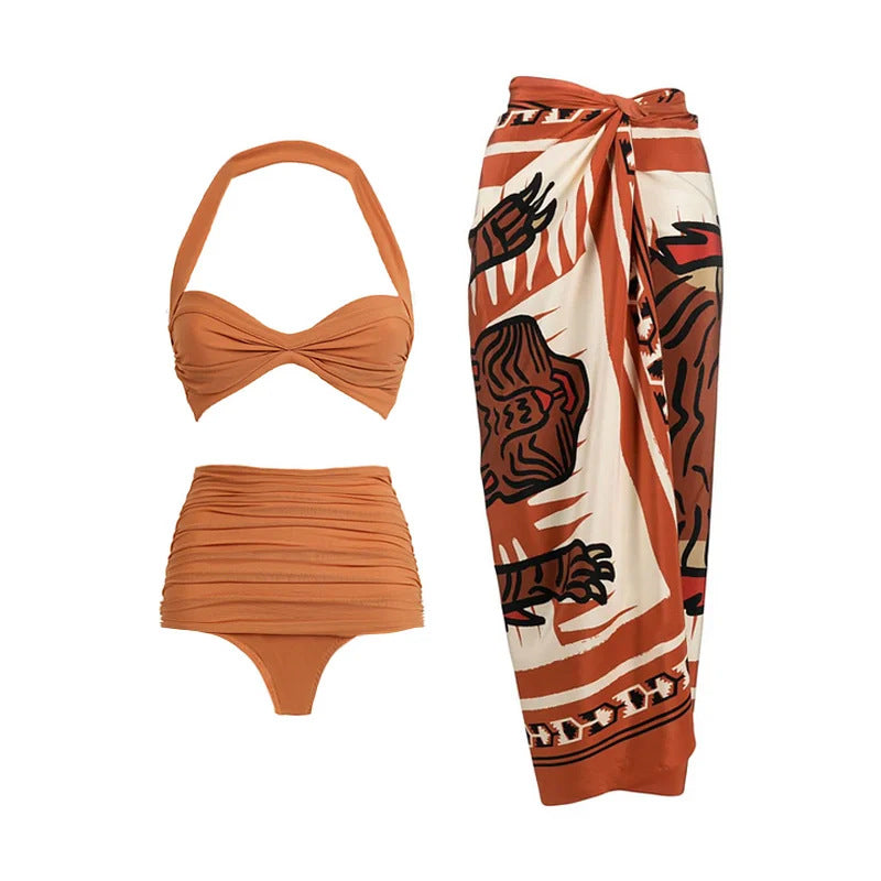 Halter High Waist Bikini Vacation Beach Swimsuit Swimsuit for Women