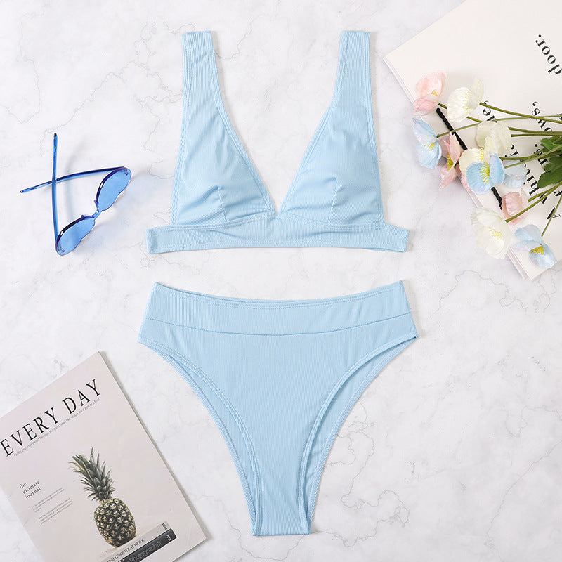 High Waist Bikini Swimsuit Sexy Split Bikini