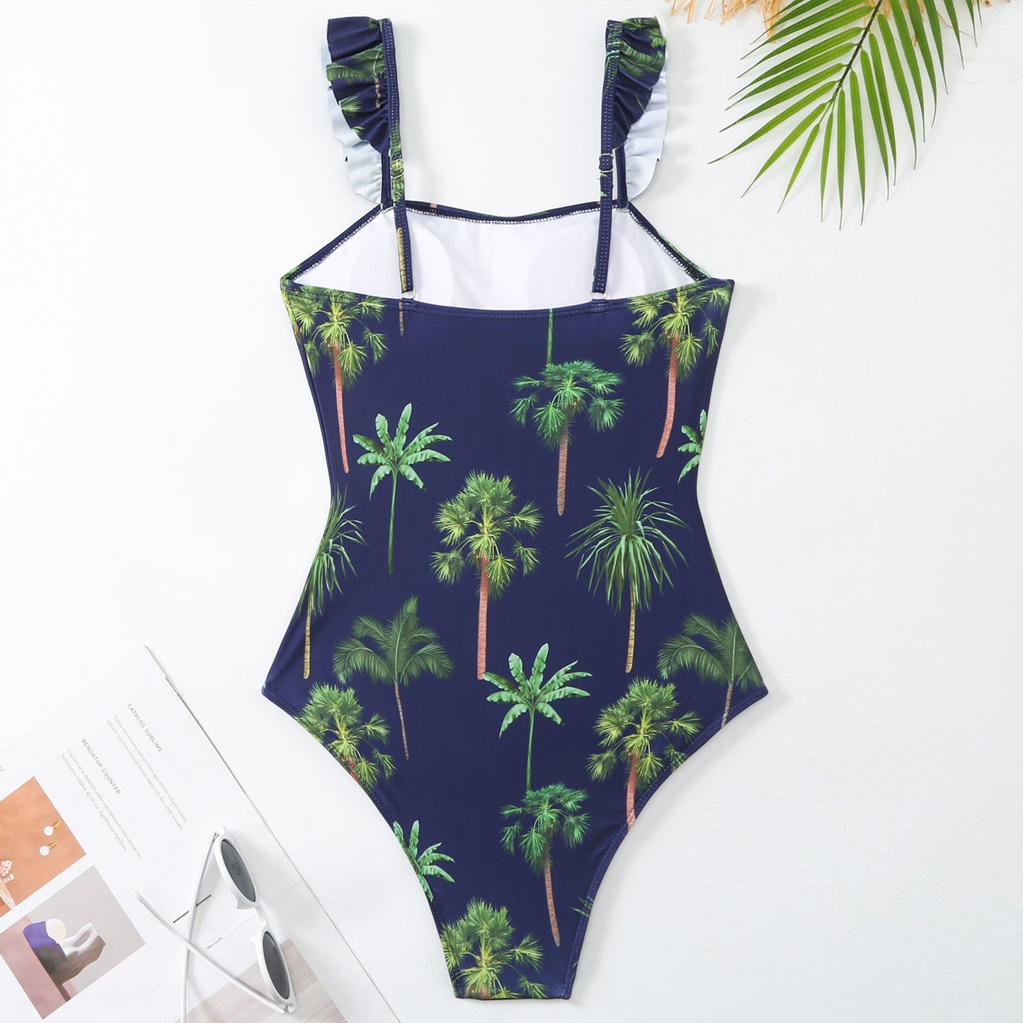 Printed One Piece Women Swimwear Suit European French Retro Covering Belly Thin