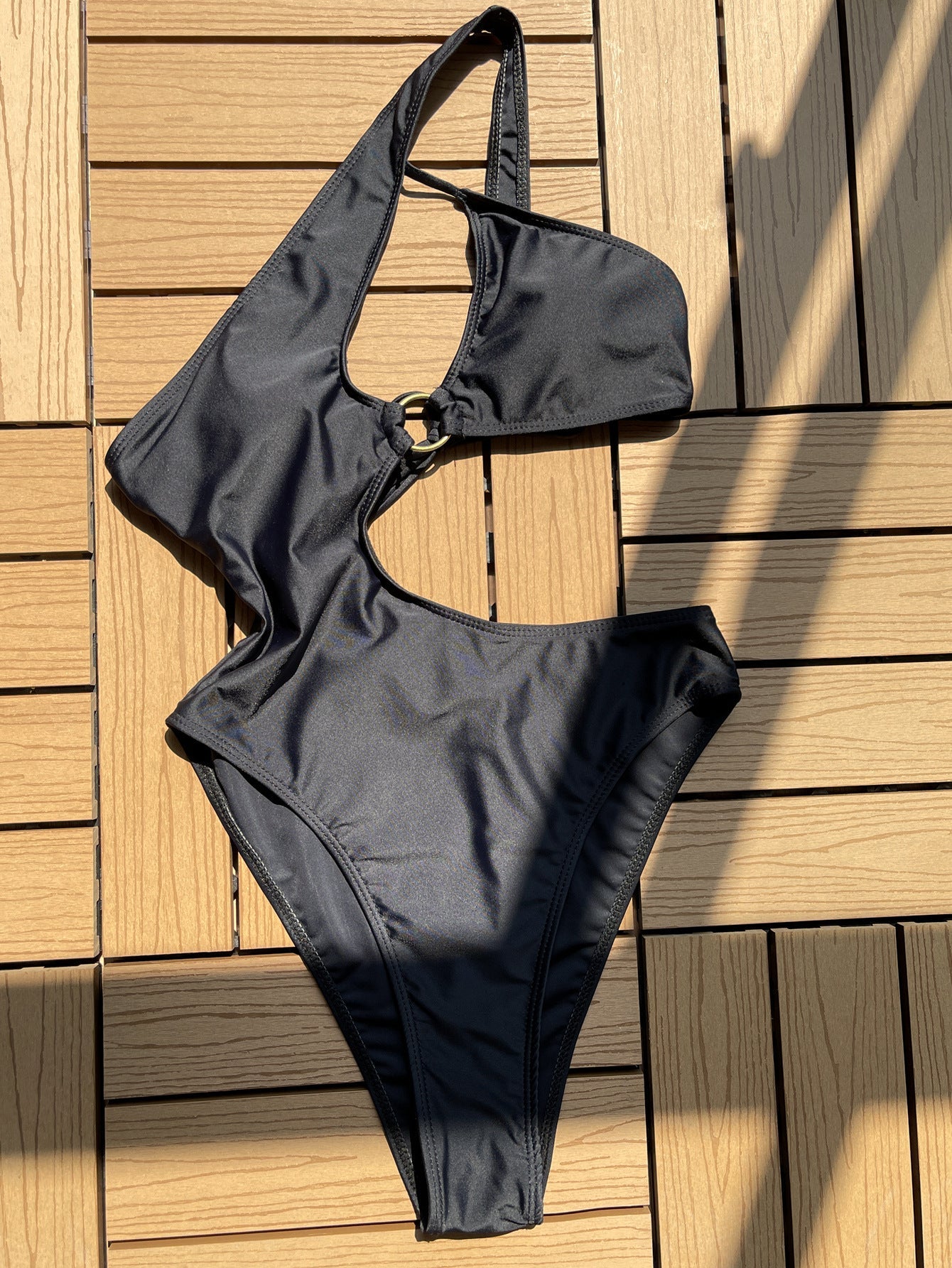 Solid Color One Piece Swimsuit Sexy Oblique Shoulder Bikini Separate Station Swimsuit