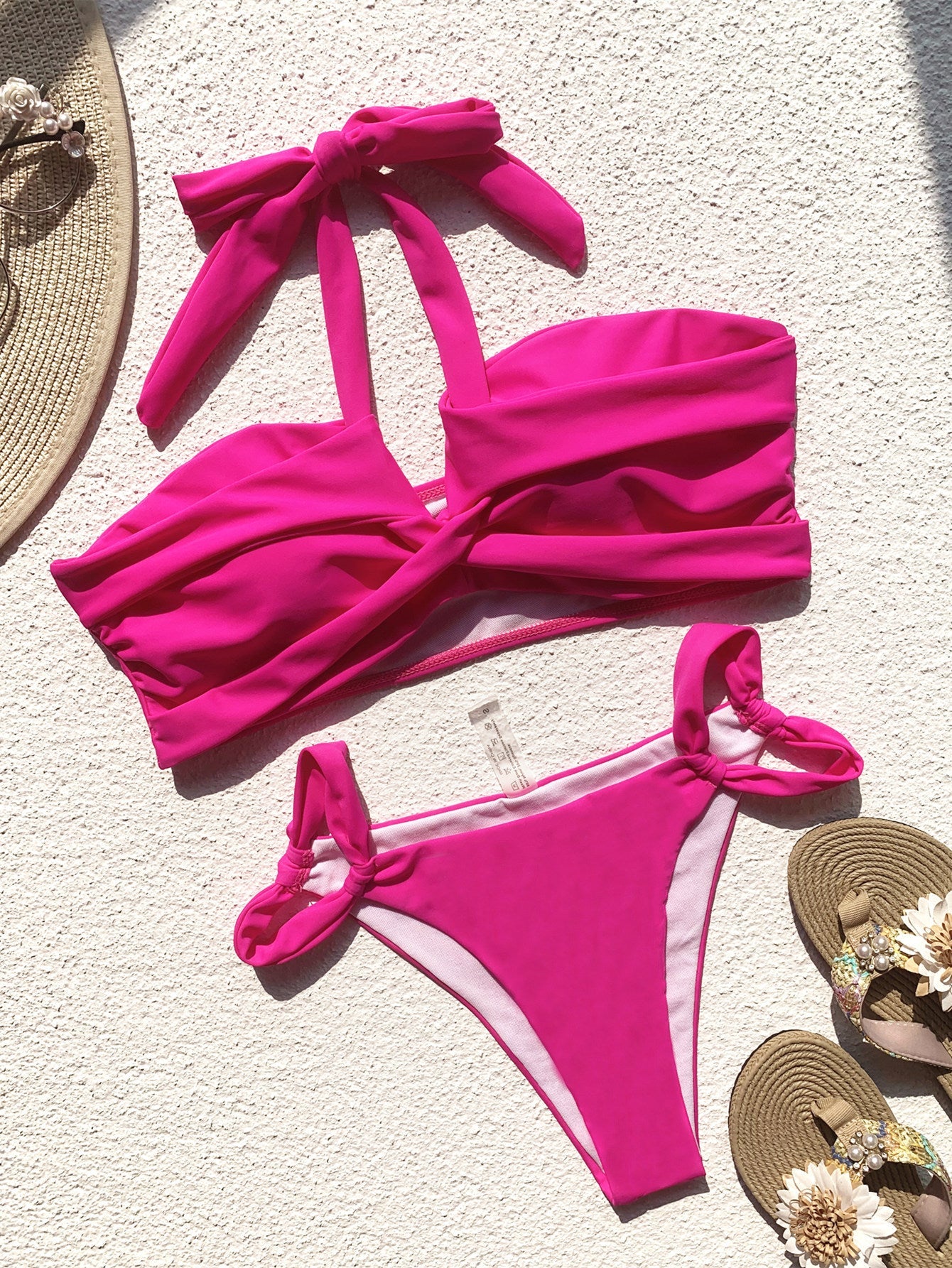 Bikini Double Bikini Solid Color Swimsuit Stitching Swimming Suit Women Sexy Swimsuit Strap