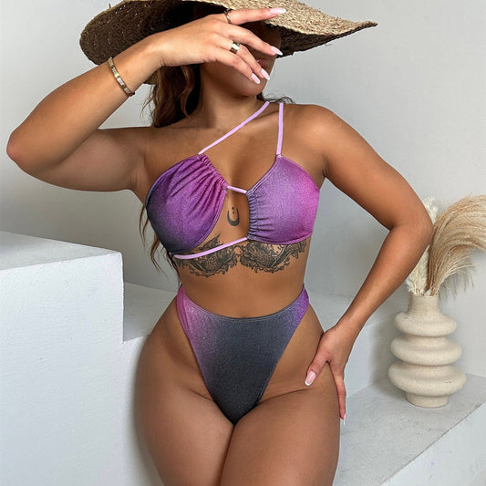 Bikini Double Bikini Gradient Swimsuit Cross Swimsuit Women Sexy Swimsuit Stitching Bikini