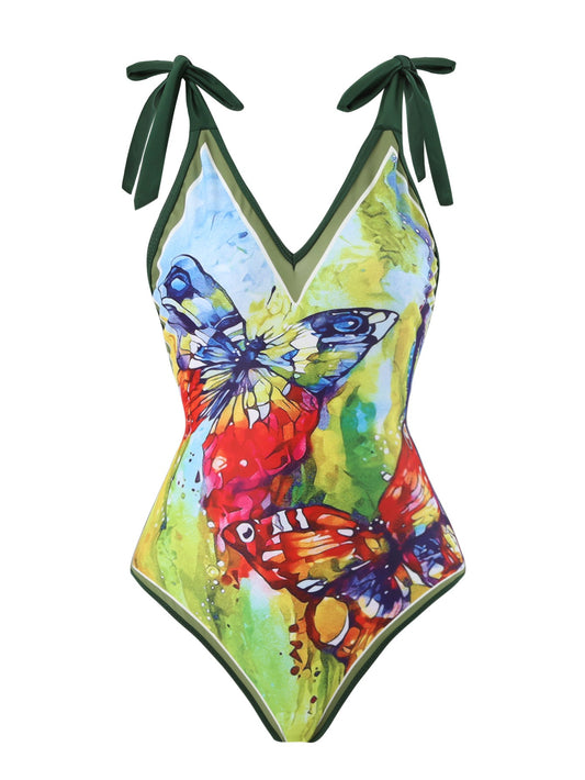 Lonkey Swimsuit Printed Two Piece Suit Conservative Cover Swimsuit Women Bikini