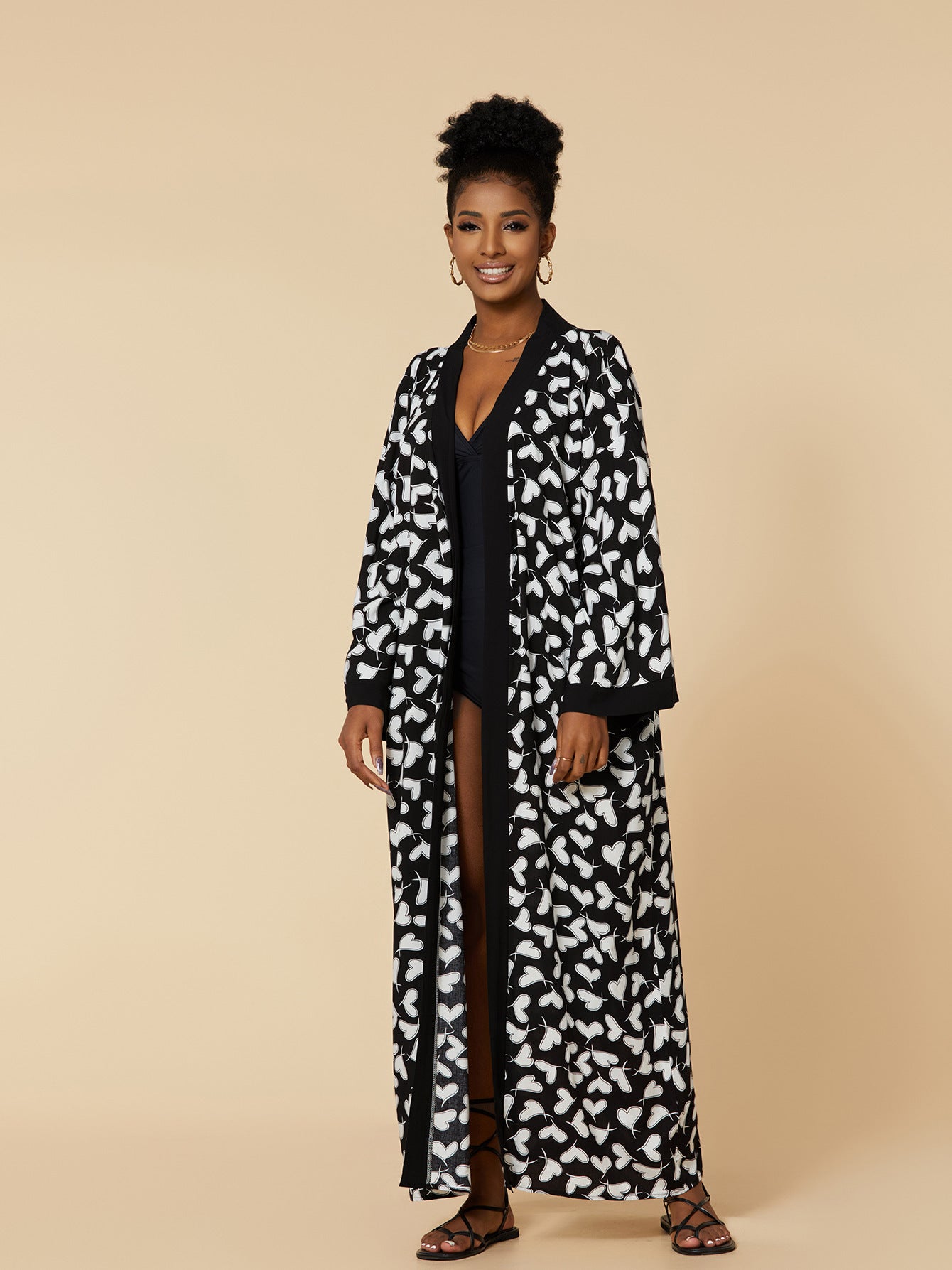 Printed Beach Jacket Sexy Sun Protection Cardigan Loose Vacation Swimsuit Blouse