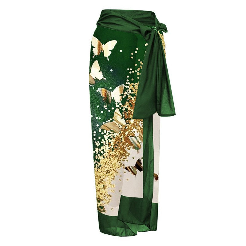Sexy Siamese Conservative Cover Belly Thin Swimsuit Spring Bathing Suit Women Chiffon Beach Dress