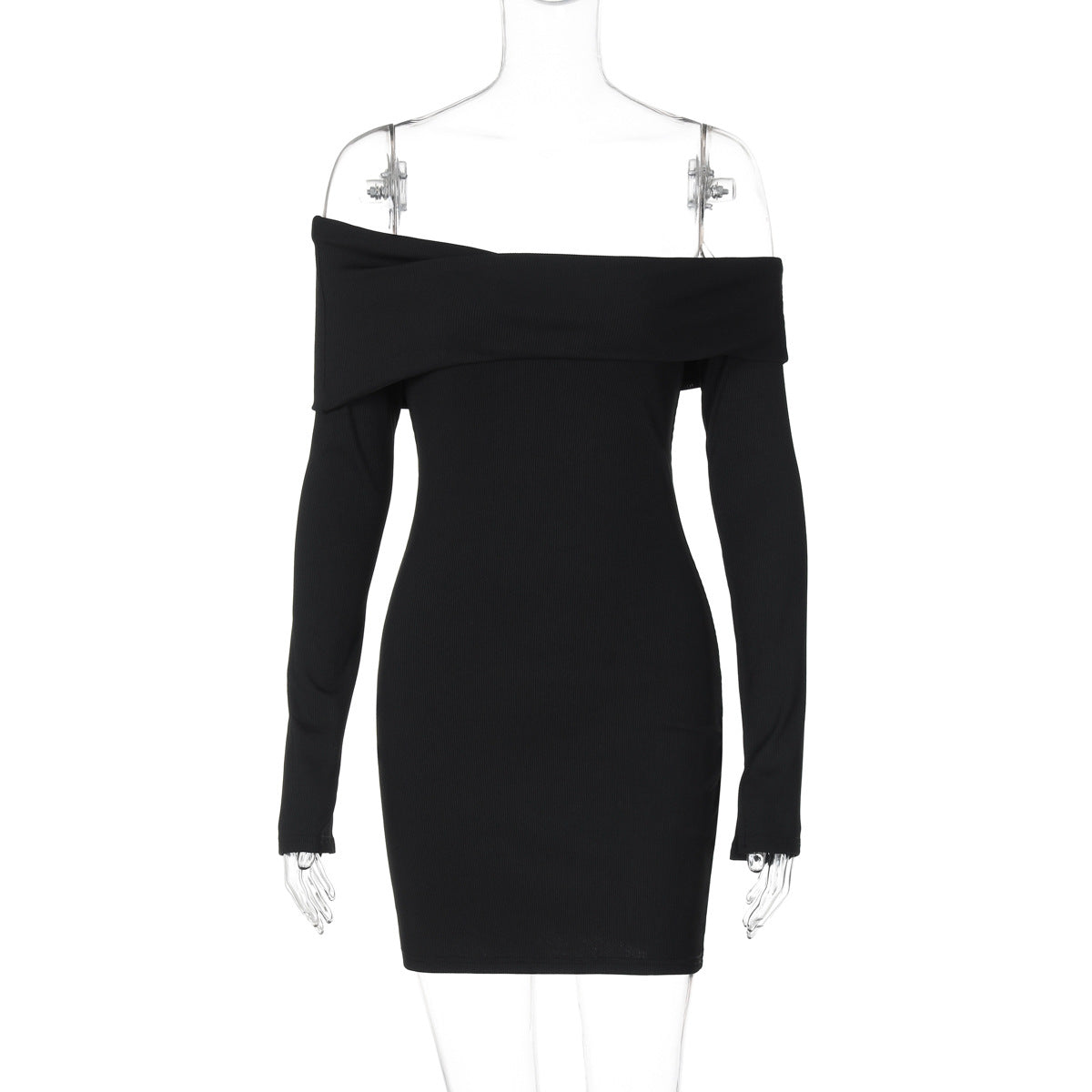 Women Clothing Autumn Slim Solid Color Sheath Dress
