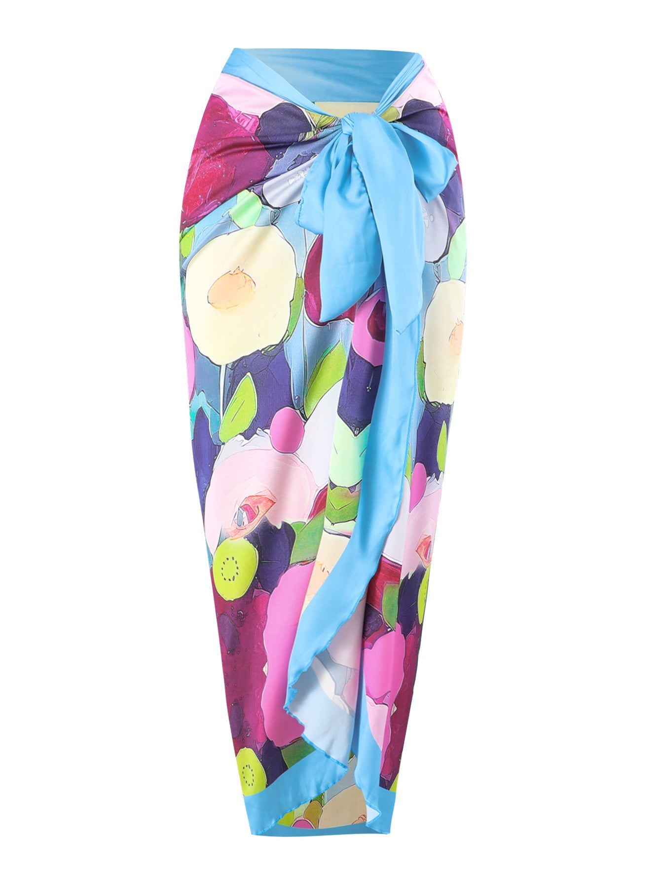Two Piece Set Swimsuit Cross Belly Covering Printed Backless Sheath Dress Swimsuit