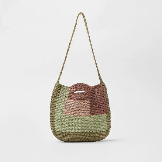 Cute Crossbody Straw Bag Women Color Matching Shopping Bag Fresh Woven Bag Portable Girls Bags