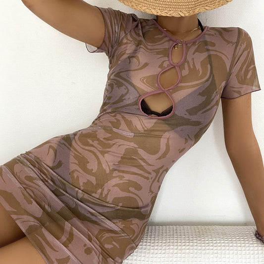 Swimsuit Sexy Print Blouse Bikini Three Piece Set Swimwear