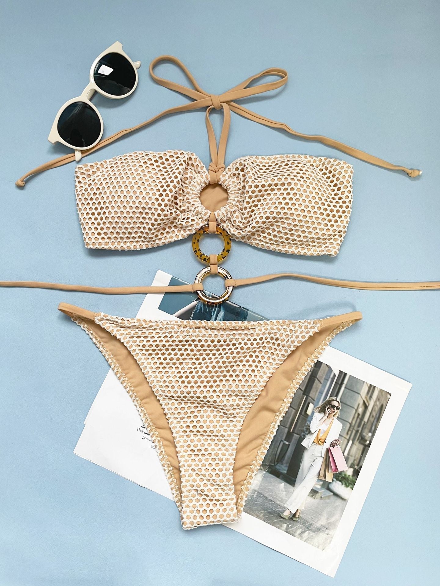 Bikini Swimwear Halter Lace Up Sexy Tight Backless Split Swimsuit Women Bikini