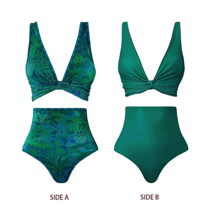 Double Sided Multi Wear Swimsuit Slimming High Waist Bikini Suit Women