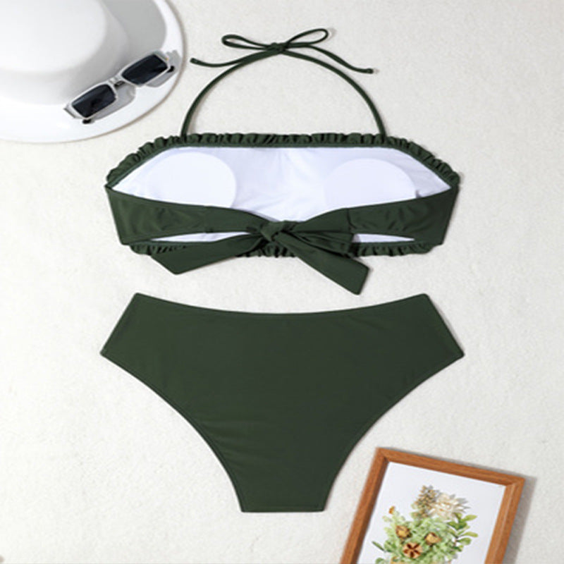 Sexy Lace up Bikini Women Three Point Bikini Beach Spring Swimsuit