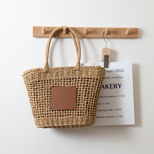 Niche Thailand Straw Bag Retro One Shoulder Portable Hollow Out Cutout Woven Bag Women Seaside Vacation Beach Bag