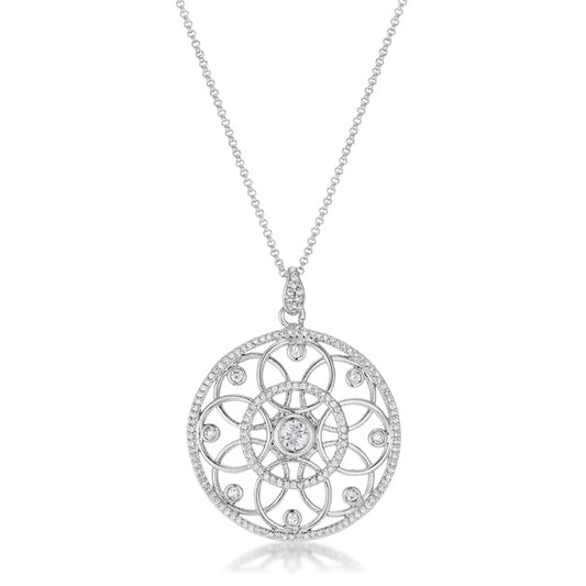 1.4 Ct Pendant Necklace with Interlocking Circles and CZ