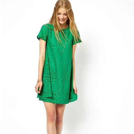 Plus Size Summer Dress with Lace A-Line Design