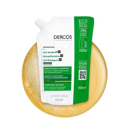 Vichy Dercos Anti Dandruff Shampoo for Dry Hair 500 ml - Refill