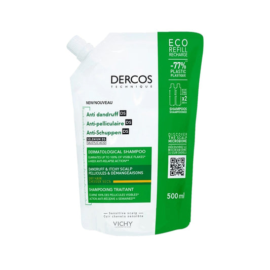 Vichy Dercos Anti Dandruff Shampoo for Dry Hair 500 ml - Refill
