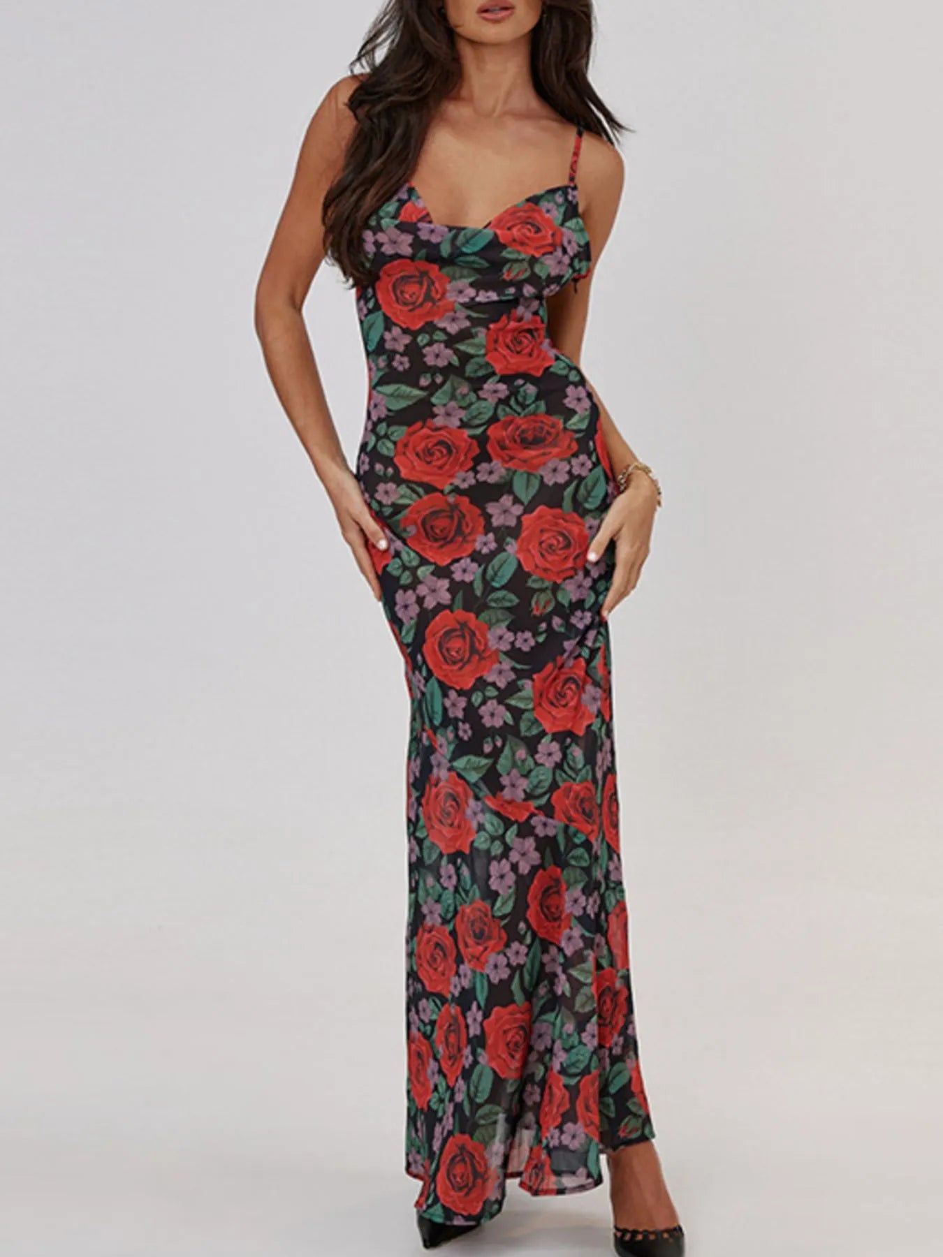Floral Print Bodycon Maxi Dress
