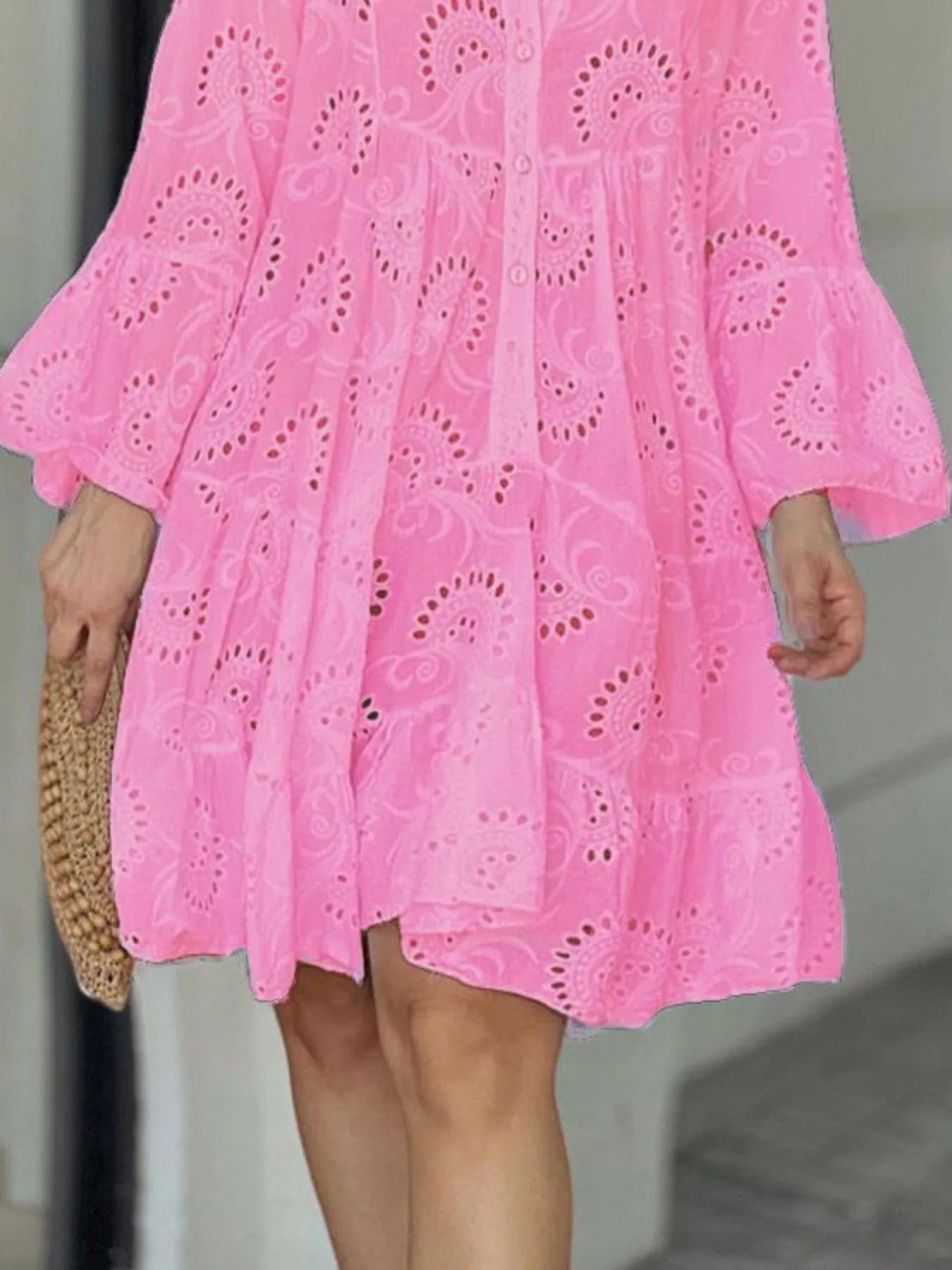 Eyelet Ruffled Hem Tiered Dress Plus Size