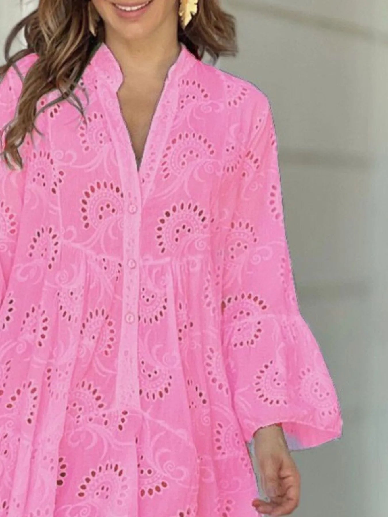 Eyelet Ruffled Hem Tiered Dress Plus Size