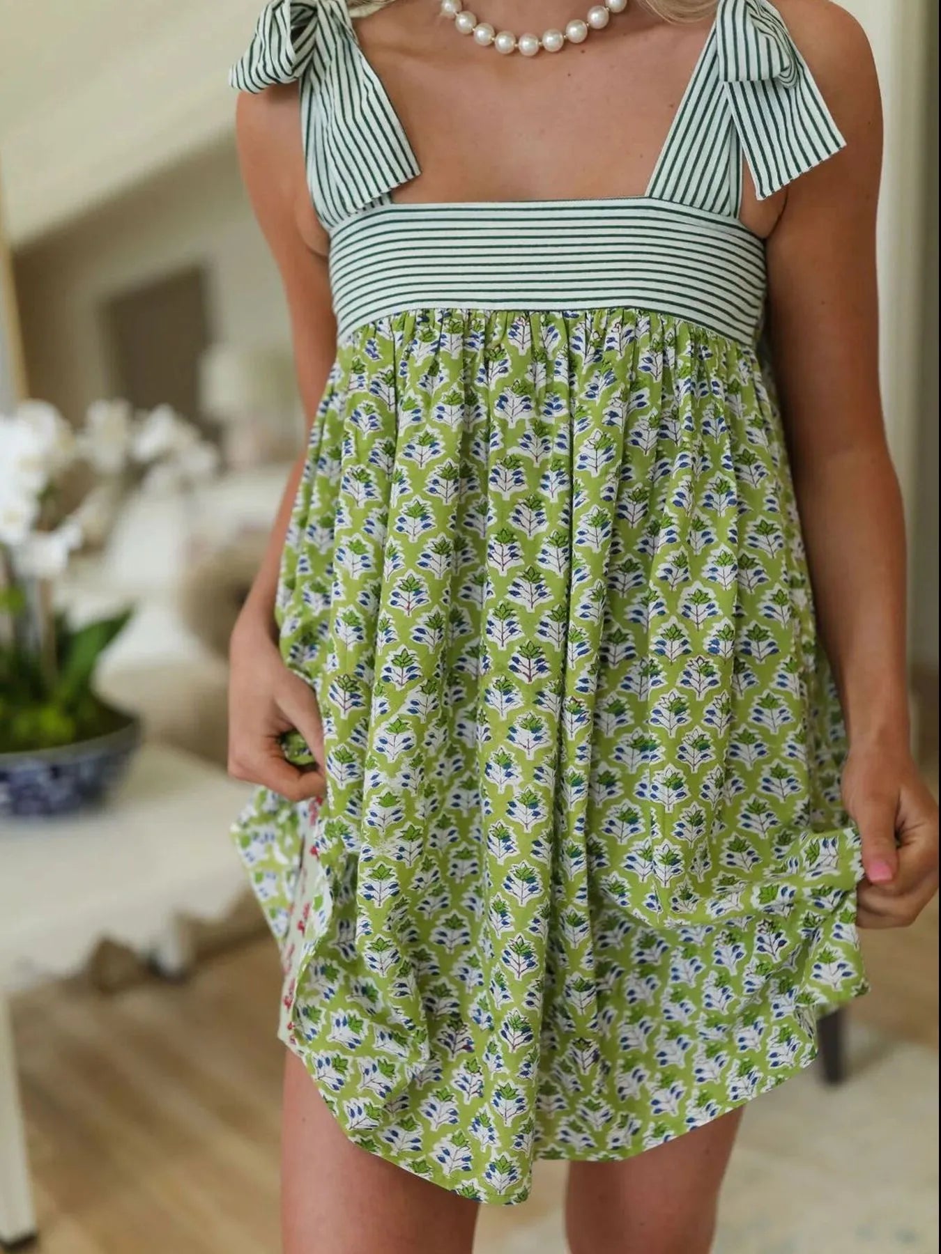 Floral Print Tie Shoulder Summer Dress