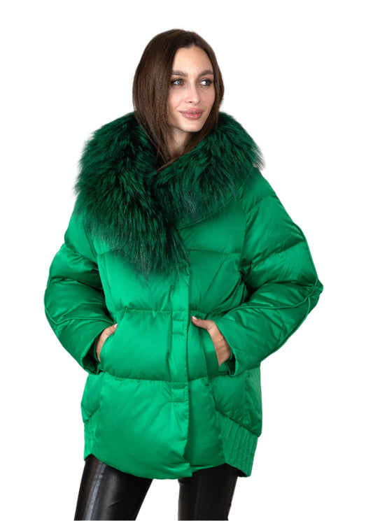 Manteau en duvet de renard argenté véritable de qualité supérieure