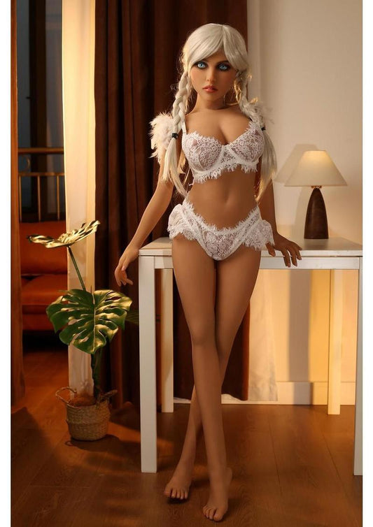 Ashli Vanilla TPE Sex Doll with Silver Braided Hair And Lace Lingerie