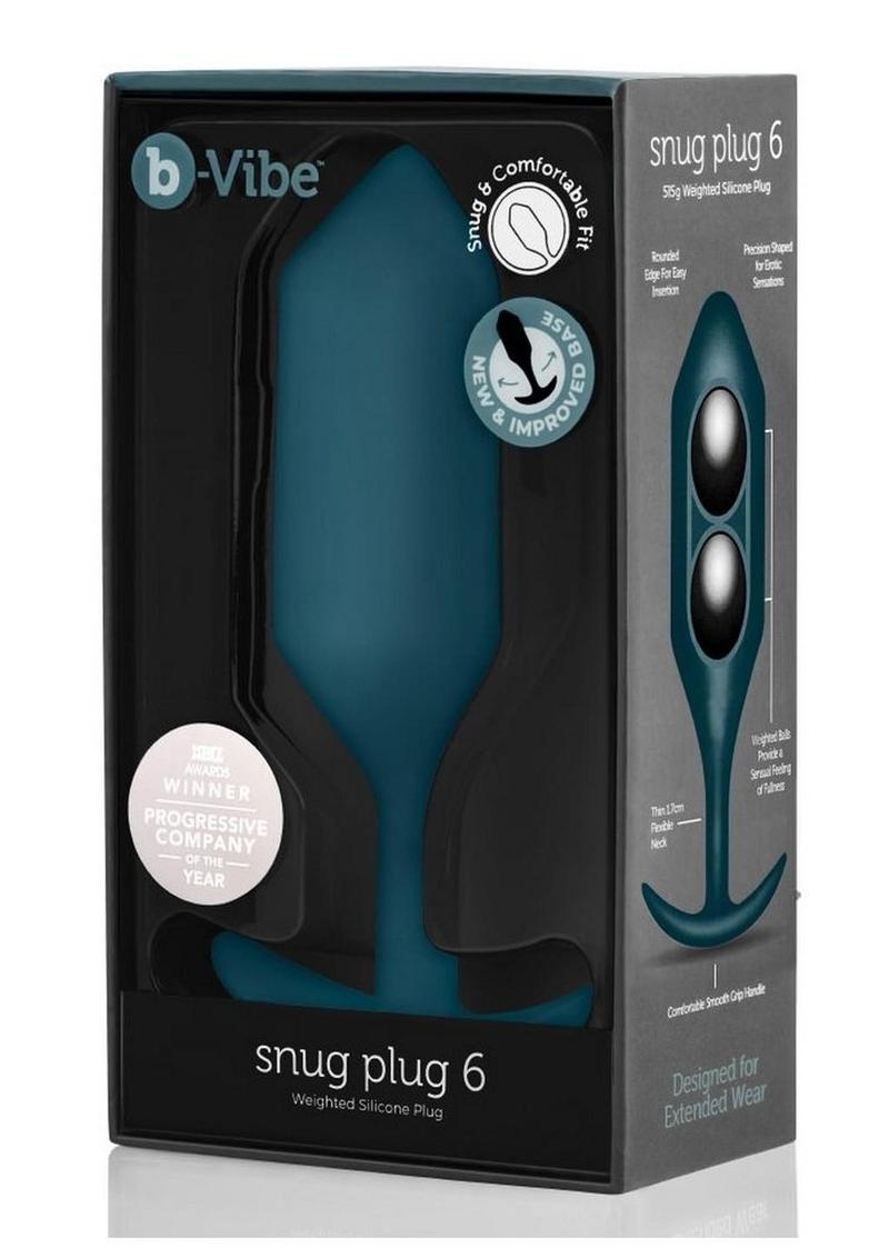 b Vibe Snug Plug Weighted Silicone Anal Plug Marine Blue