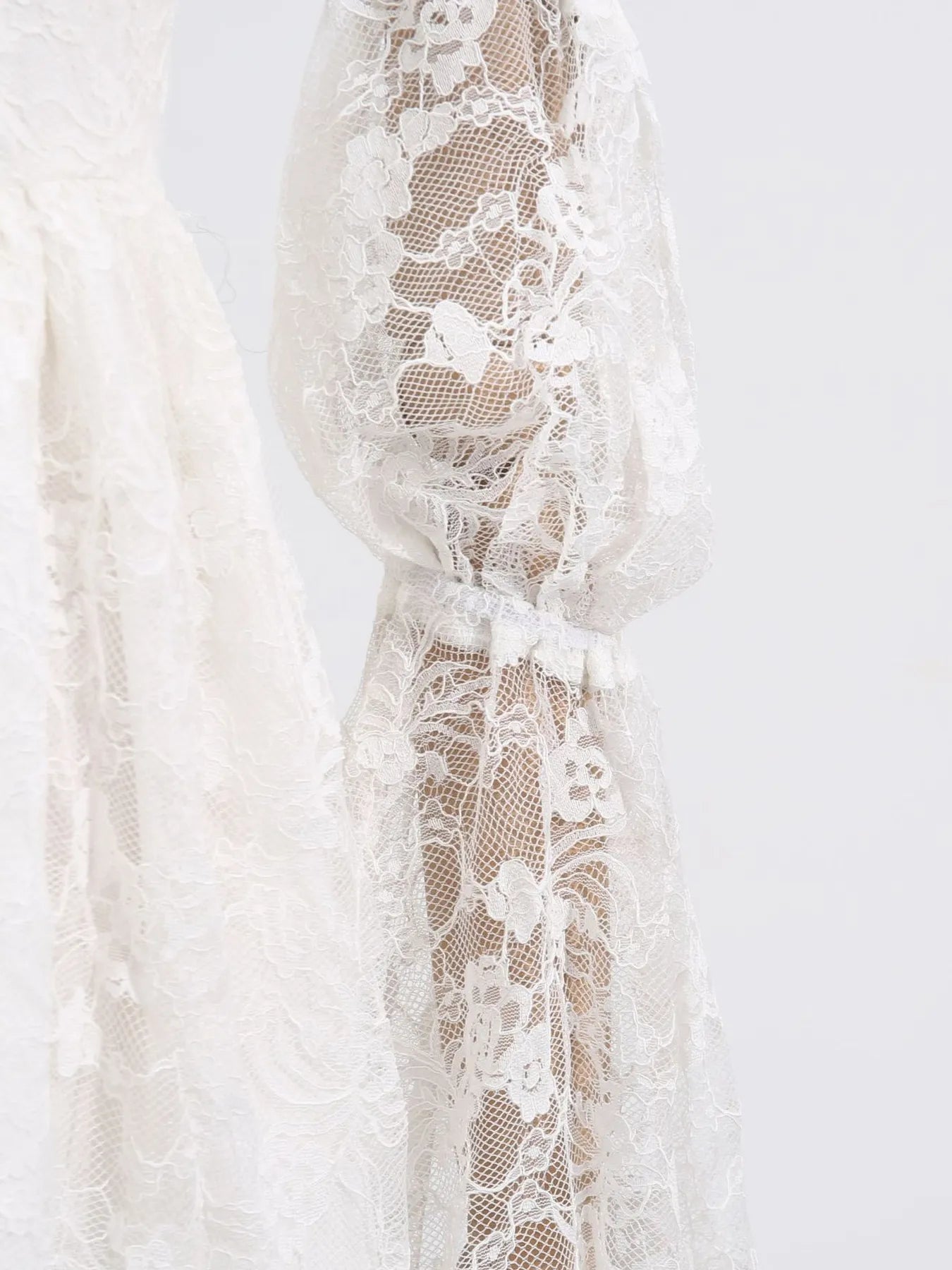 Square Neck Lace Long Sleeve Dress
