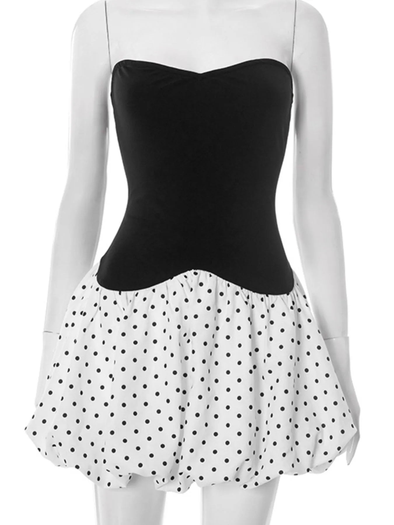 Sweetheart Neck Polka Dot Tube Mini Dress