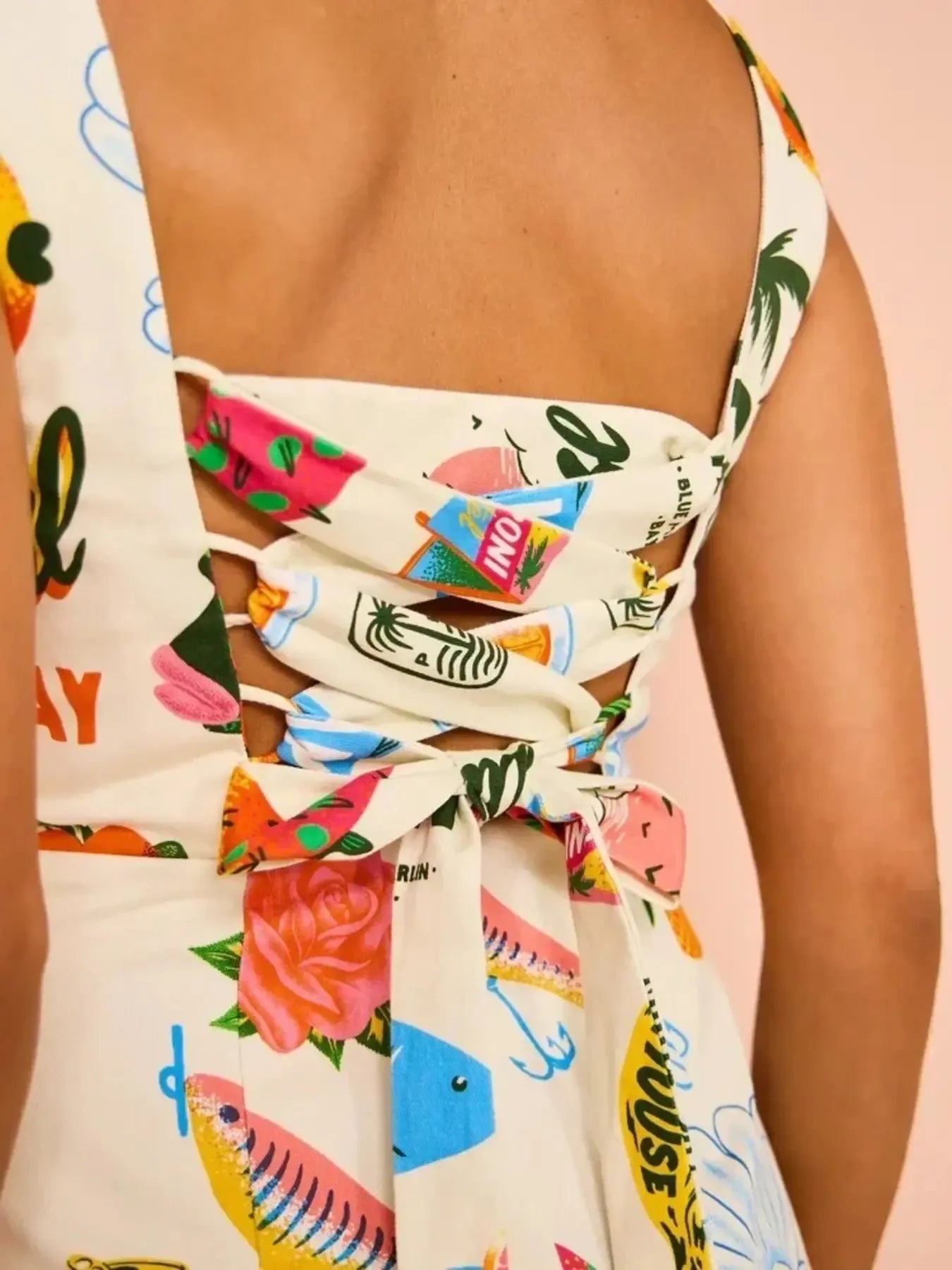 Printed Square Neck Summer Mini Dress
