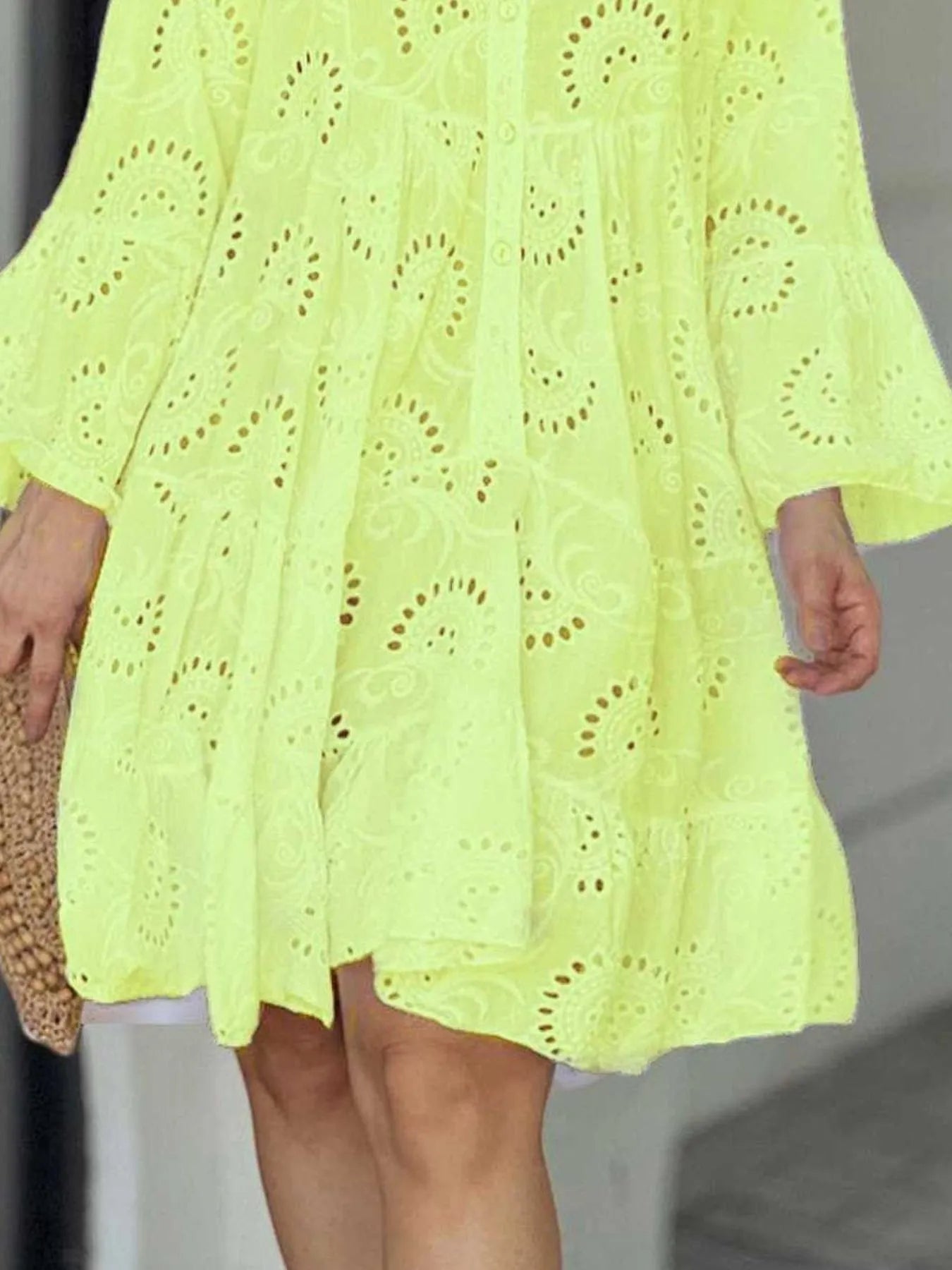 Eyelet Ruffled Hem Tiered Dress Plus Size