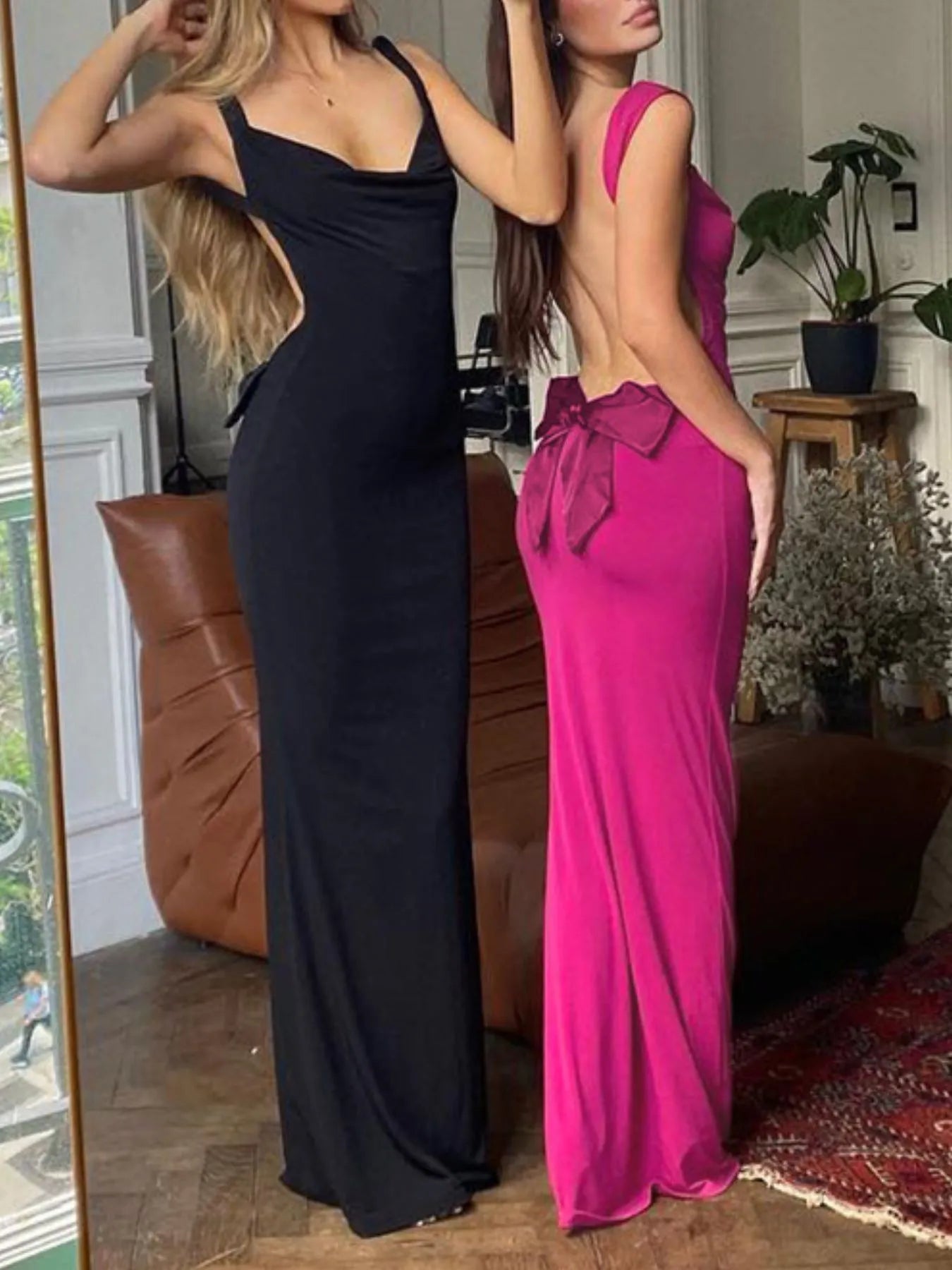 Backless Bow-Tie Back Maxi Dress
