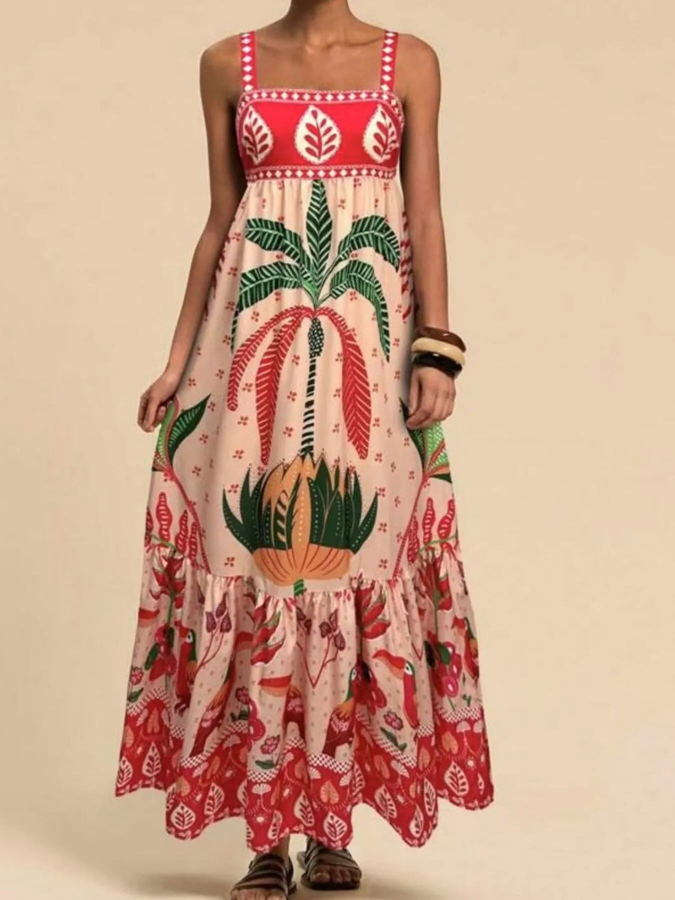 Tropical Print Maxi Cami Dress