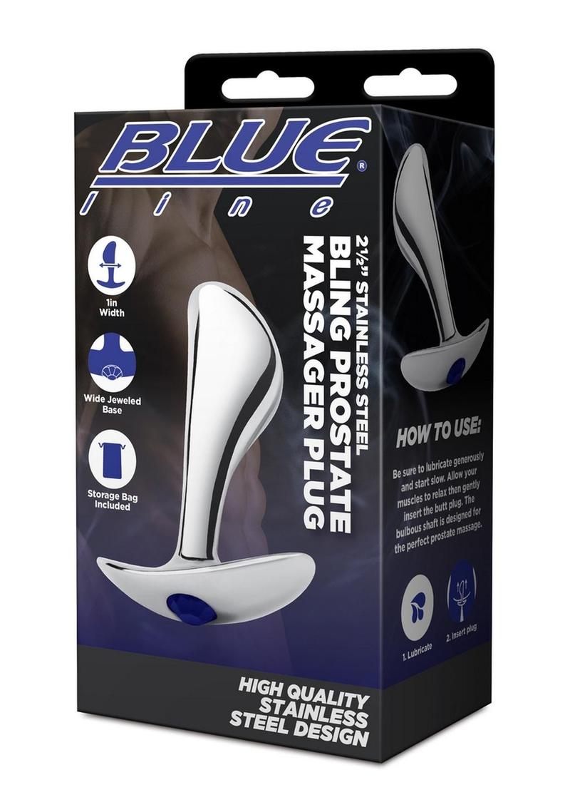 Blue Line Bling Prostate Massager Plug With Jeweled Base