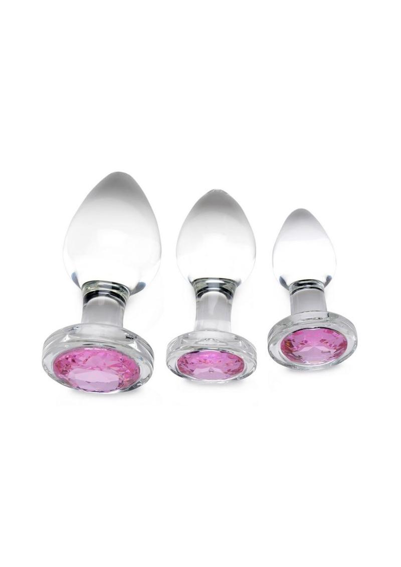 Booty Sparks Pink Gem Glass Anal Plug Set For Ultimate Pleasure